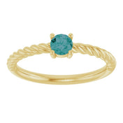 14K Yellow 4 mm Lab-Grown Alexandrite Solitaire Rope Ring