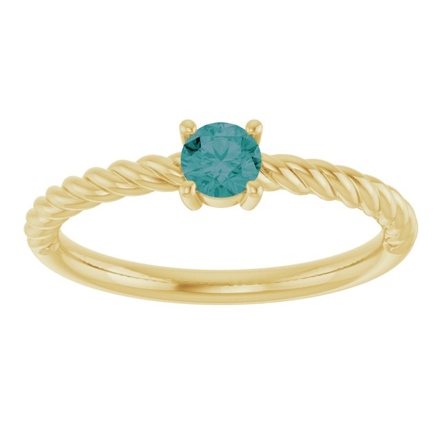 14K Yellow 4 mm Lab-Grown Alexandrite Solitaire Rope Ring
