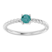 Platinum 4 mm Lab-Grown Alexandrite Solitaire Rope Ring
