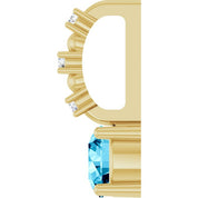 14K Yellow Imitation Aquamarine & .01 CTW Natural Diamond Charm/Pendant