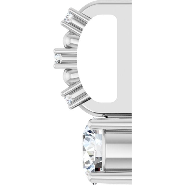 Sterling Silver Imitation Diamond & .01 CTW Natural Diamond Charm/Pendant