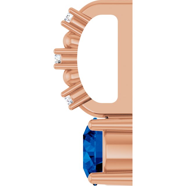 14K Rose Lab-Grown Blue Sapphire & .01 CTW Natural Diamond Pendant