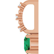 14K Rose Imitation Emerald & .01 CTW Natural Diamond Charm/Pendant