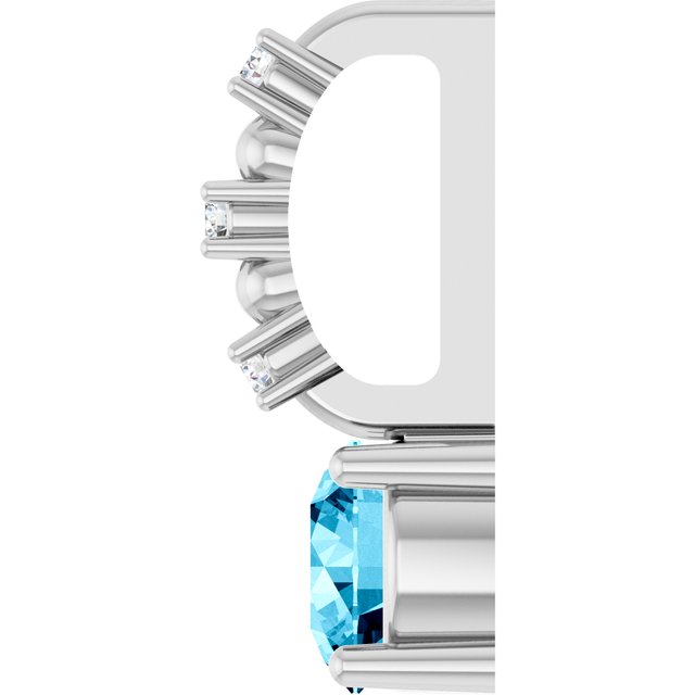 Platinum Imitation Aquamarine & .01 CTW Natural Diamond Charm/Pendant