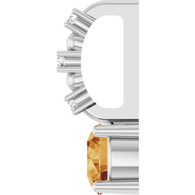Sterling Silver Imitation Citrine & .01 CTW Natural Diamond Charm/Pendant