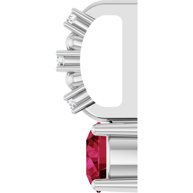 Sterling Silver Imitation Ruby & .01 CTW Natural Diamond Charm/Pendant