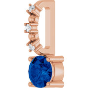 14K Rose Lab-Grown Blue Sapphire & .01 CTW Natural Diamond Pendant
