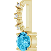 14K Yellow Imitation Aquamarine & .01 CTW Natural Diamond Charm/Pendant