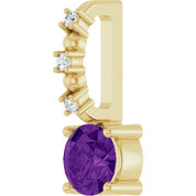 14K Yellow Imitation Amethyst & .01 CTW Natural Diamond Charm/Pendant
