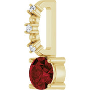 14K Yellow Imitation Mozambique Garnet & .01 CTW Natural Diamond Charm/Pendant