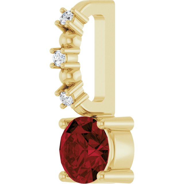 14K Yellow Imitation Mozambique Garnet & .01 CTW Natural Diamond Charm/Pendant
