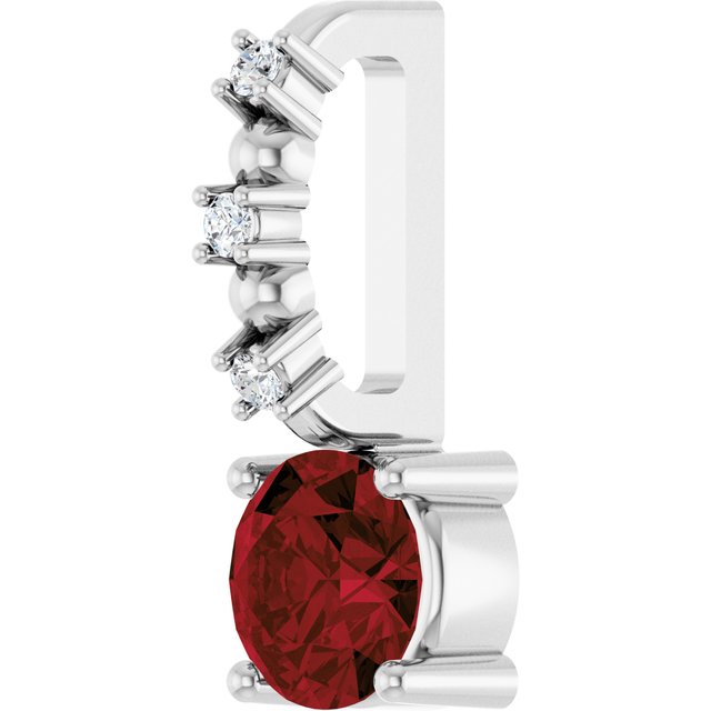 Sterling Silver Imitation Mozambique Garnet & .01 CTW Natural Diamond Charm/Pendant