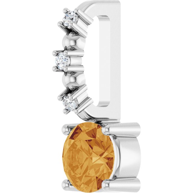 Sterling Silver Imitation Citrine & .01 CTW Natural Diamond Charm/Pendant