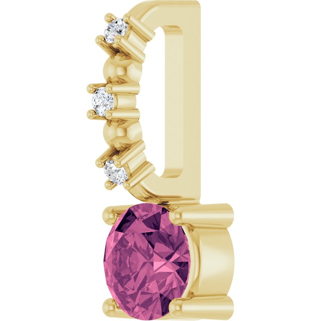 14K Yellow Imitation Pink Tourmaline & .01 CTW Natural Diamond Charm/Pendant