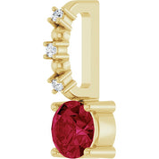 14K Yellow Imitation Ruby & .01 CTW Natural Diamond Charm/Pendant