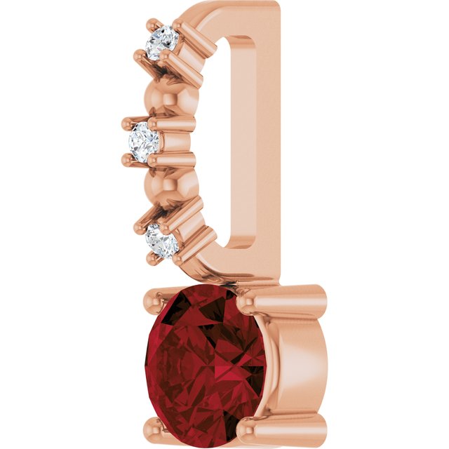 14K Rose Imitation Mozambique Garnet & .01 CTW Natural Diamond Charm/Pendant