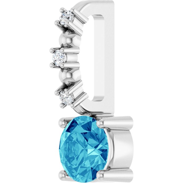 Sterling Silver Imitation Blue Zircon & .01 CTW Natural Diamond Charm/Pendant