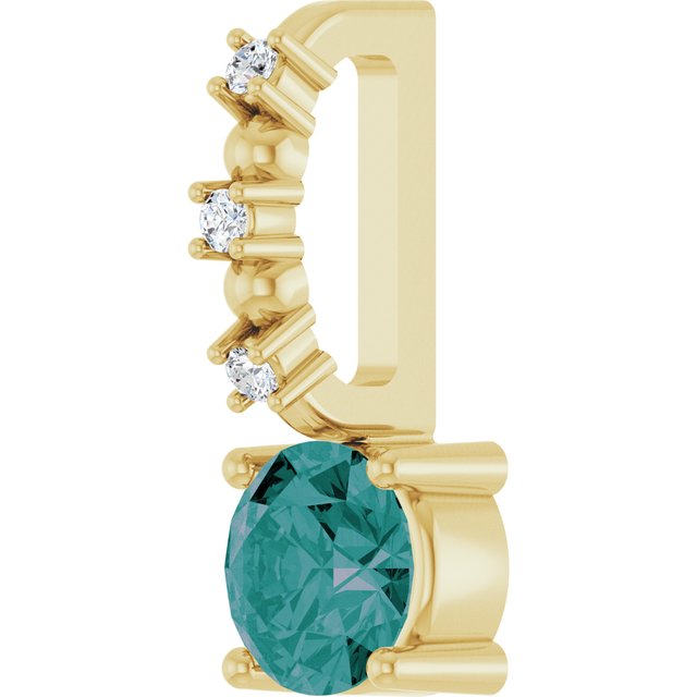 14K Yellow Imitation Alexandrite & .01 CTW Natural Diamond Charm/Pendant