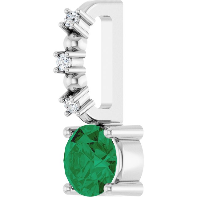 Sterling Silver Lab-Grown Emerald & .01 CTW Natural Diamond Pendant