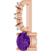 14K Rose Imitation Amethyst & .01 CTW Natural Diamond Charm/Pendant