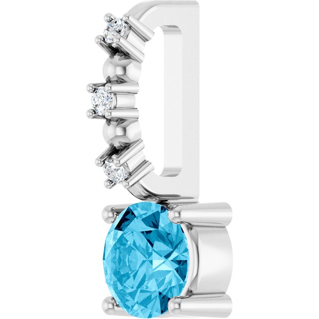 Sterling Silver Imitation Aquamarine & .01 CTW Natural Diamond Charm/Pendant
