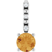 Sterling Silver Imitation Citrine & .01 CTW Natural Diamond Charm/Pendant