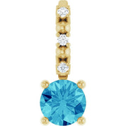 14K Yellow Imitation Blue Zircon & .01 CTW Natural Diamond Charm/Pendant