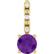 14K Yellow Imitation Amethyst & .01 CTW Natural Diamond Charm/Pendant