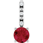 Sterling Silver Imitation Ruby & .01 CTW Natural Diamond Charm/Pendant