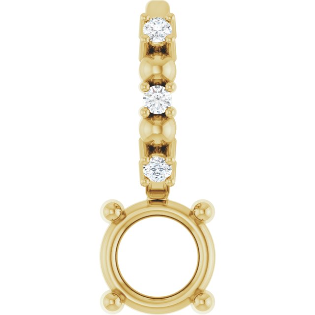 14K Yellow 4 mm Round .01 CTW Natural Diamond Semi-Set Charm/Pendant