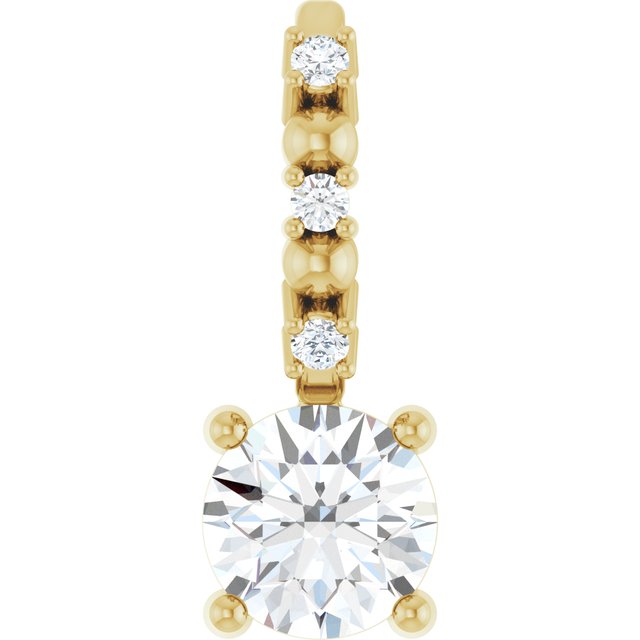 14K Yellow Imitation Diamond & .01 CTW Natural Diamond Charm/Pendant