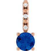 14K Rose Lab-Grown Blue Sapphire & .01 CTW Natural Diamond Pendant