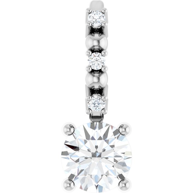 Sterling Silver Imitation Diamond & .01 CTW Natural Diamond Charm/Pendant