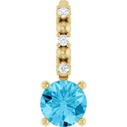 14K Yellow Imitation Aquamarine & .01 CTW Natural Diamond Charm/Pendant