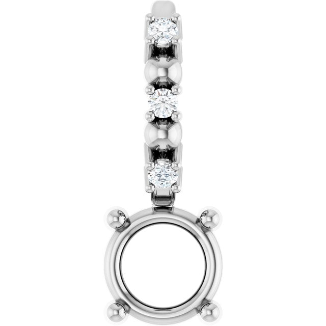 Platinum 4 mm Round .01 CTW Natural Diamond Semi-Set Charm/Pendant