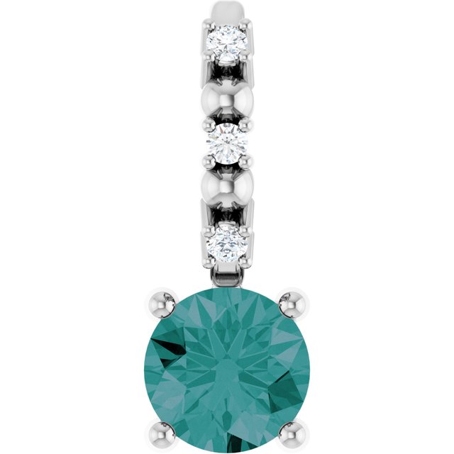 Sterling Silver Imitation Alexandrite & .01 CTW Natural Diamond Charm/Pendant
