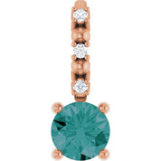 14K Rose Imitation Alexandrite & .01 CTW Natural Diamond Charm/Pendant