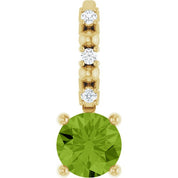 14K Yellow Imitation Peridot & .01 CTW Natural Diamond Charm/Pendant