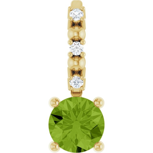 14K Yellow Imitation Peridot & .01 CTW Natural Diamond Charm/Pendant