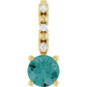 14K Yellow Imitation Alexandrite & .01 CTW Natural Diamond Charm/Pendant