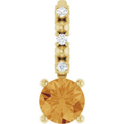 14K Yellow Imitation Citrine & .01 CTW Natural Diamond Charm/Pendant
