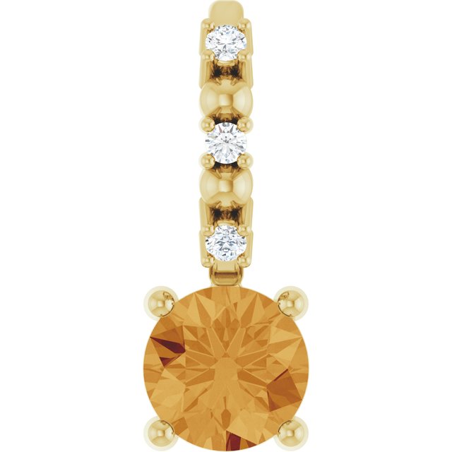14K Yellow Imitation Citrine & .01 CTW Natural Diamond Charm/Pendant