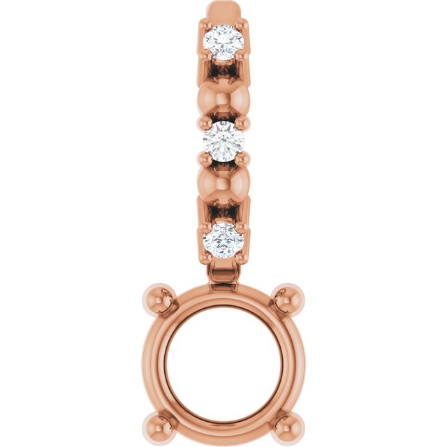 14K Rose 4 mm Round .01 CTW Natural Diamond Semi-Set Charm/Pendant