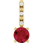 14K Yellow Imitation Ruby & .01 CTW Natural Diamond Charm/Pendant
