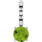 Sterling Silver Imitation Peridot & .01 CTW Natural Diamond Charm/Pendant