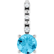 Sterling Silver Imitation Aquamarine & .01 CTW Natural Diamond Charm/Pendant