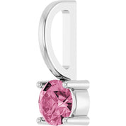 Platinum Imitation Pink Tourmaline Solitaire Charm/Pendant