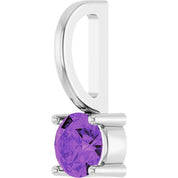 Platinum Imitation Amethyst Solitaire Charm/Pendant