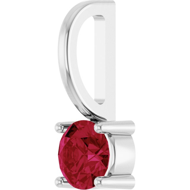 Sterling Silver Lab-Grown Ruby Solitaire Charm/Pendant