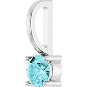 Platinum Imitation Blue Zircon Solitaire Charm/Pendant